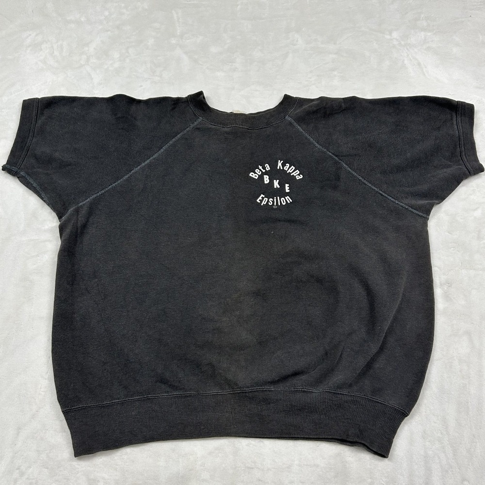 60s Artex flock Sweatshirt XL Black Beta Kappa BKE Epsilon Short Sleeve Vintage